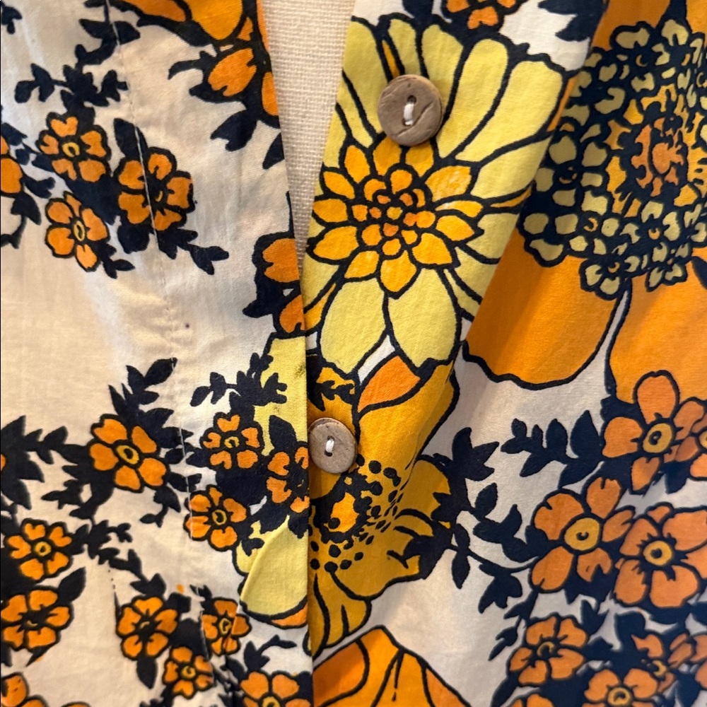 Free People Floral V-Neck Dress with Puff Sleeves and pockets - Picture 7 of 8